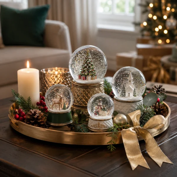 Festive Ornamental Snow Globes for Home Decor