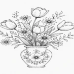 Beautiful Flower Vase Drawing for Wall Decors