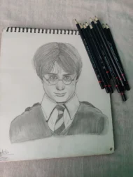 Boy With Glass Pencil Sketch