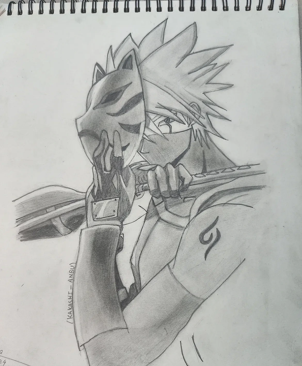 Hand Drawn Kakashi ANBU Pencil Sketch Arts