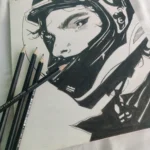 Hand Drawn Masked Anime Warrior Pencil Sketch