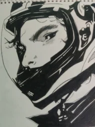 Hand Drawn Masked Animes Warrior Pencil Sketch