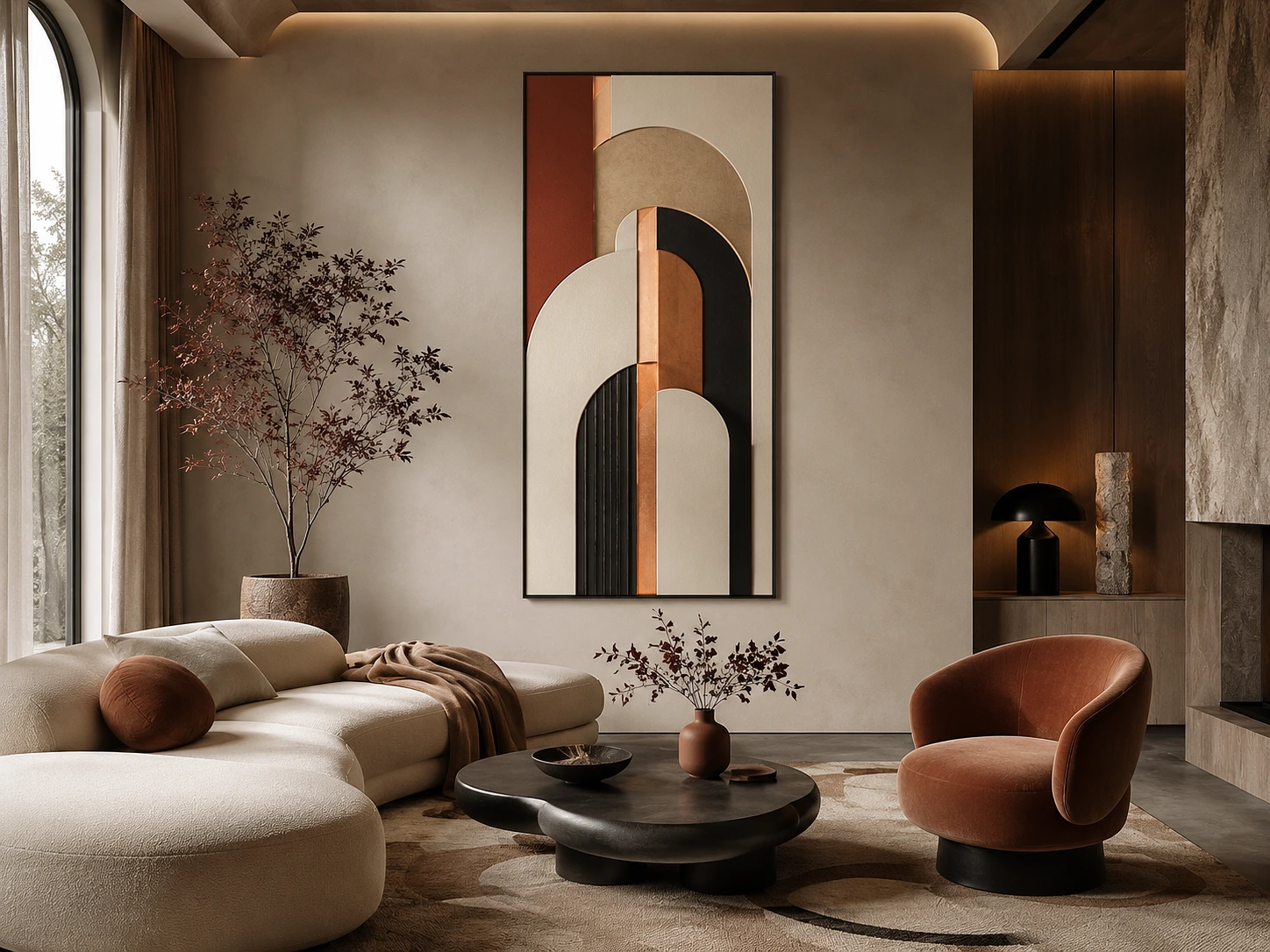 Modern Large Vertical Wall Art for Living Rooms
