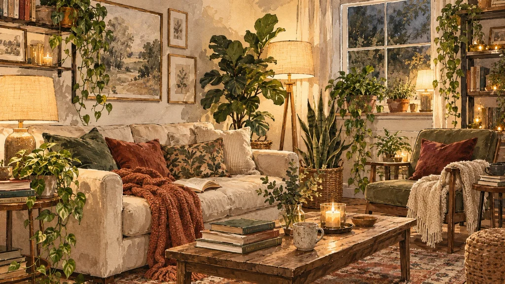 25 Cozy Living Room Ideas With Plants And Warm Lighting